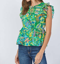 Fate - Ruffle Cap Sleeve Peplum Top