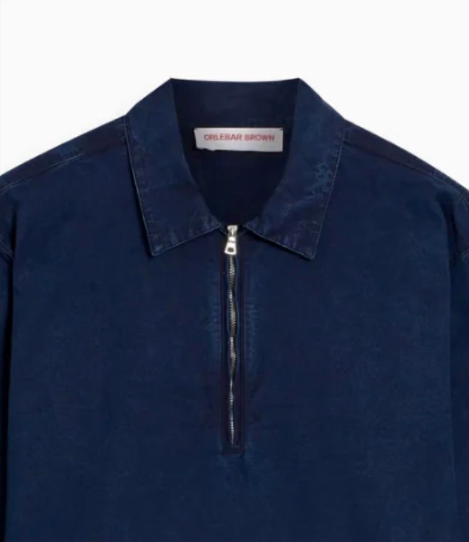 Orlebar Brown - Men's Oglio Denim Half-zip Shirt