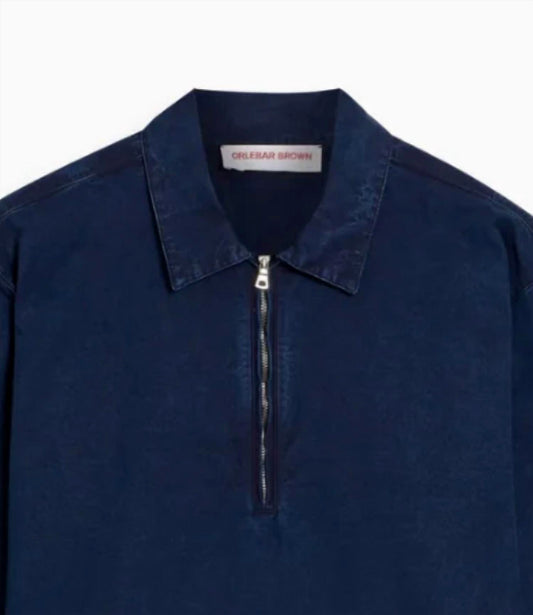 Orlebar Brown - Men's Oglio Denim Half-zip Shirt