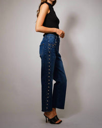 Blue B - Metal Studded High Rise Straight Leg Jeans