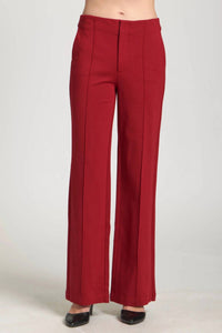 APNY Front Zip With Pin Tucked Leg Pant in cherry red - women's pants