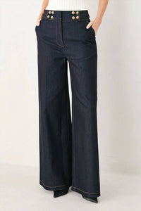 Flying Tomato - Polished Wide-leg Denim Pants