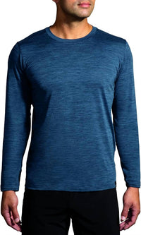 BROOKS Luxe Long Sleeve Tee in heather blue slate - men's long sleeve top