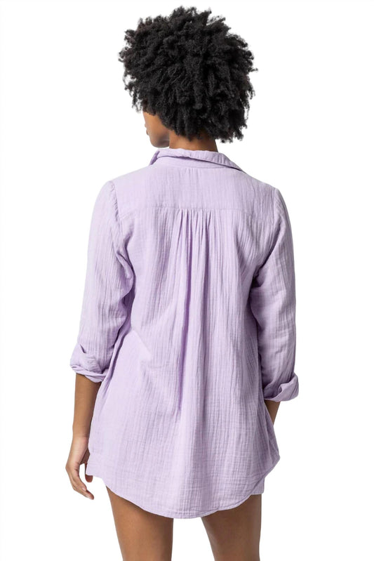 Lilla P - Long Sleeve Button Down Tunic Top