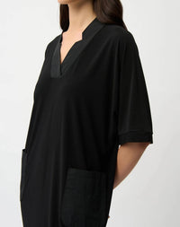 Joseph Ribkoff - Notched V-neck Half Sleeve Shift Dress