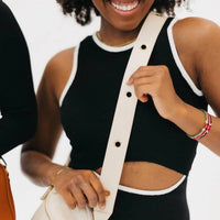Pretty Simple Evelynn Eyelet Vegan Leather Strap in cream - women's item - detail view