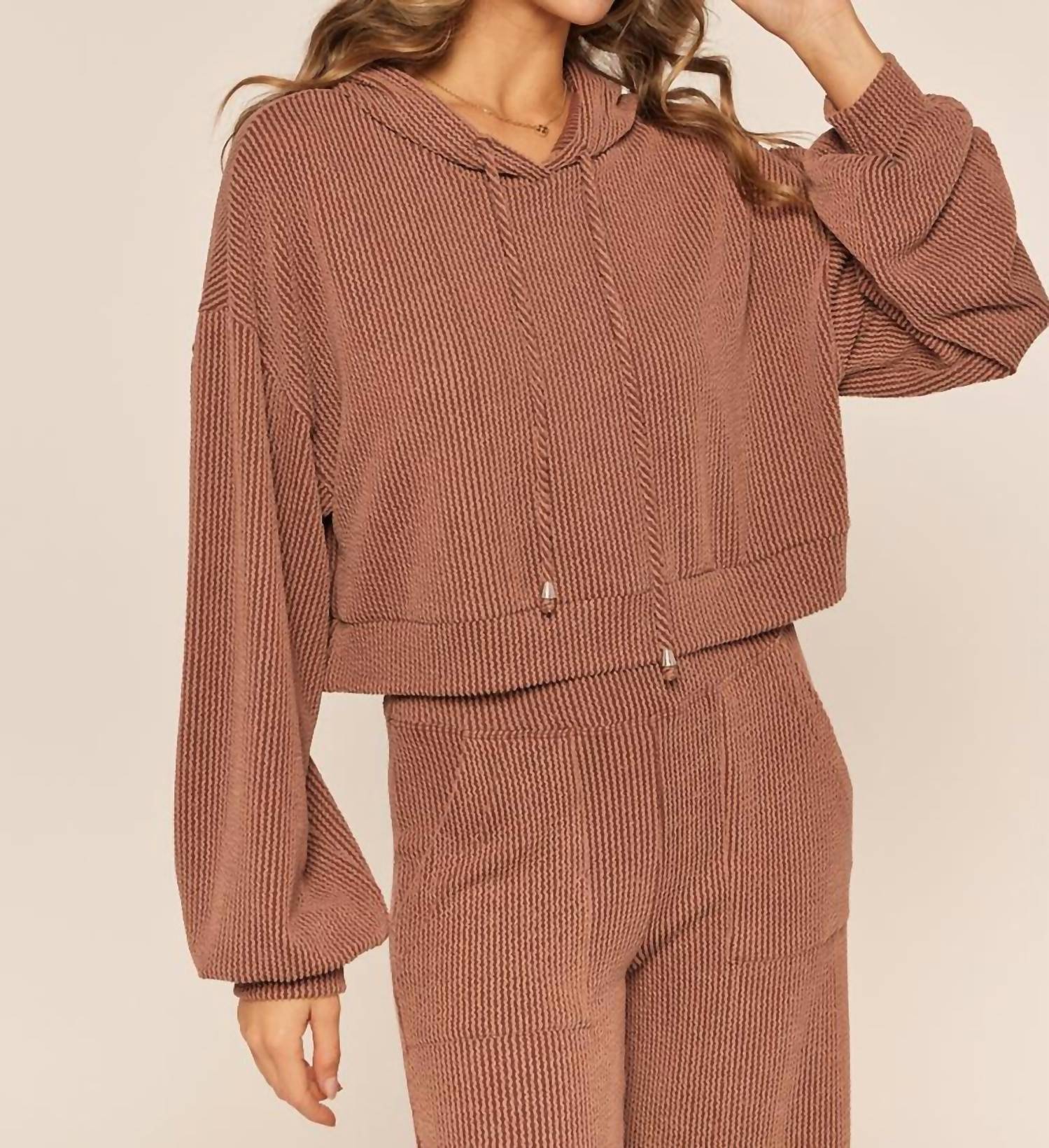 Kylie Paige Eloise Hoodie in chocolate - women's top