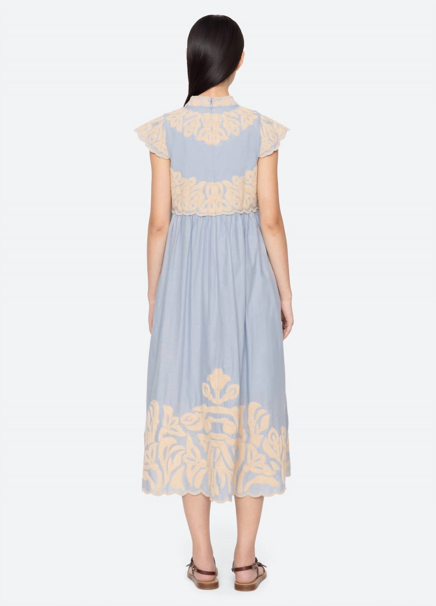 Sea - Alexandra Embroidery Cap Sleeve Midi Dress