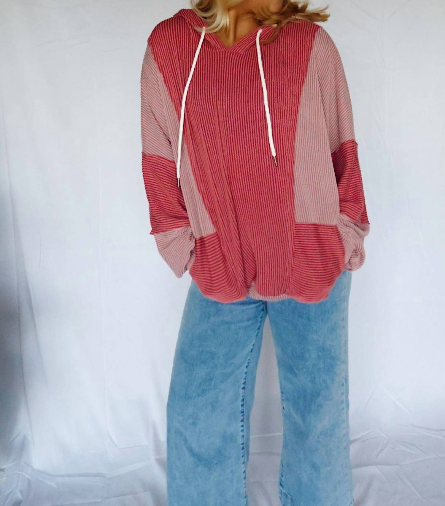 Bibi - Block Ribbed Pullover Jacket