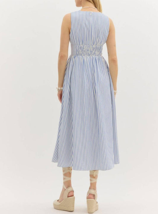 Entro - Searsucker Stripe Dress W/bows