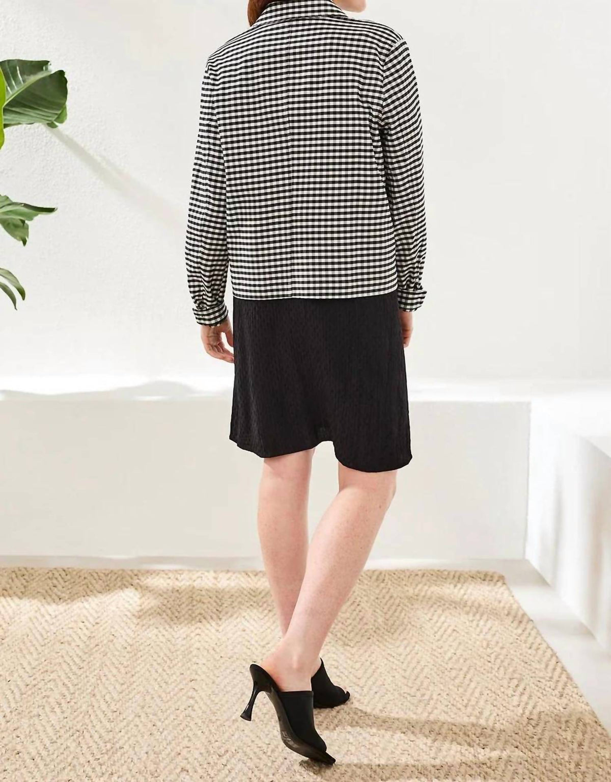 Tribal - Gingham Button Front Collared Jacket With Pockets