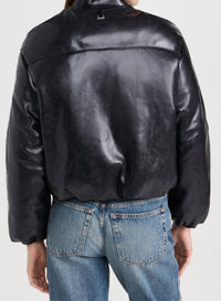 APPARIS Pre-loved Gigi Vegan Leather Bomber Jacket in black - women's jacket - view 4
