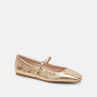 Dolce Vita Women's Reyes Mary Jane Ballet Flats in gold distressed leather - women's flats
