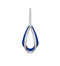 Diana M Jewels - 0.14 Cts Diamond Navy Enamel Earrings