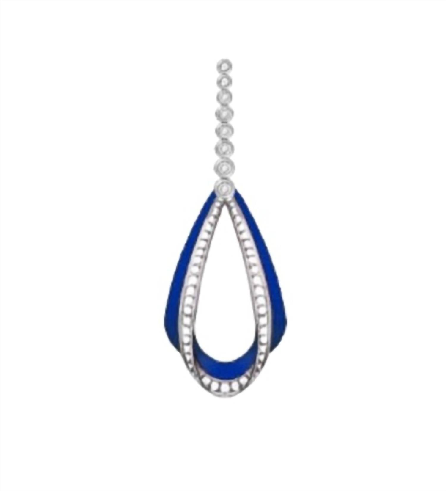 Diana M Jewels - 0.14 Cts Diamond Navy Enamel Earrings