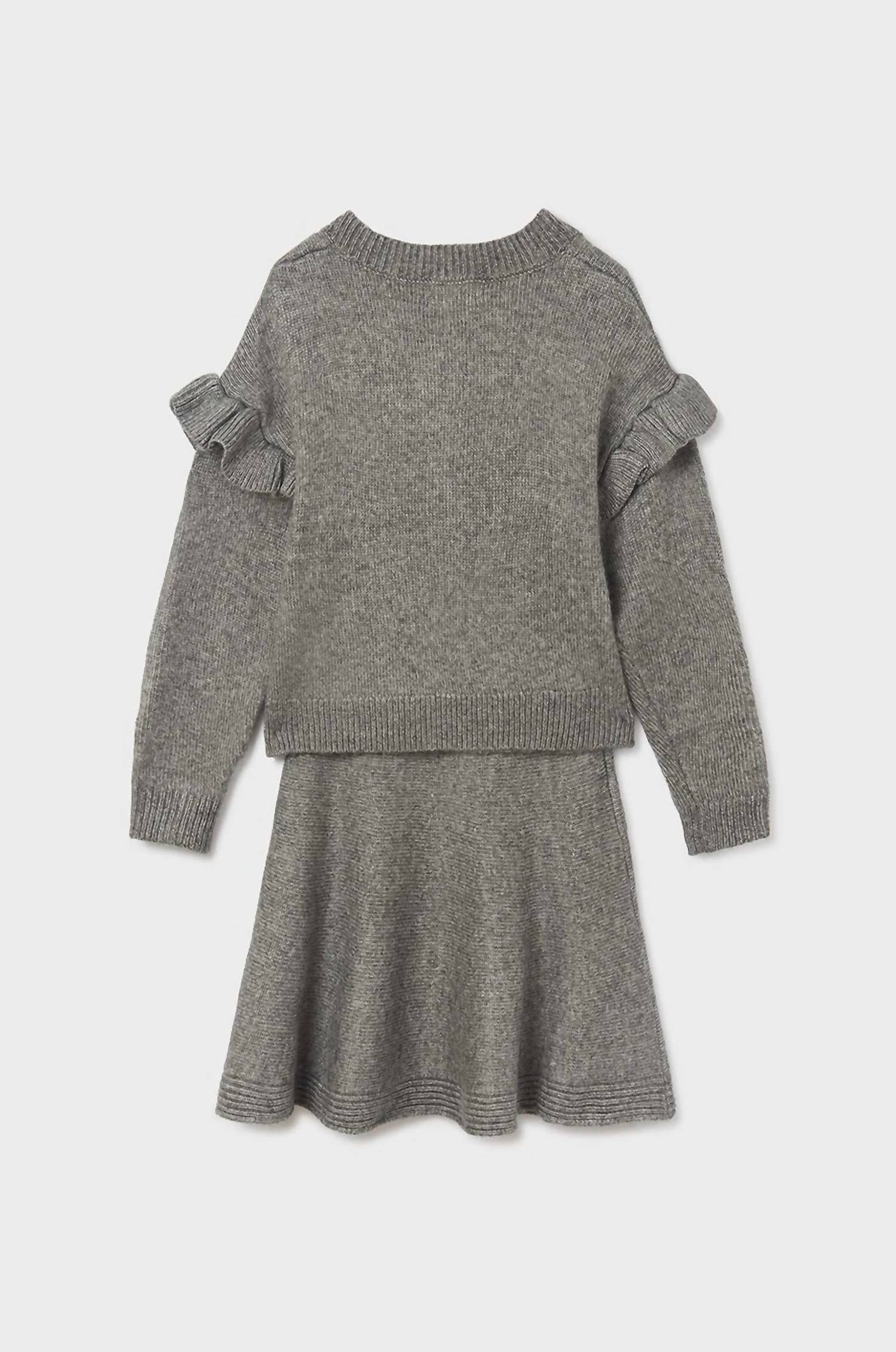 Mayoral - Girl's Soft V Neck Sweater And Skirt Set