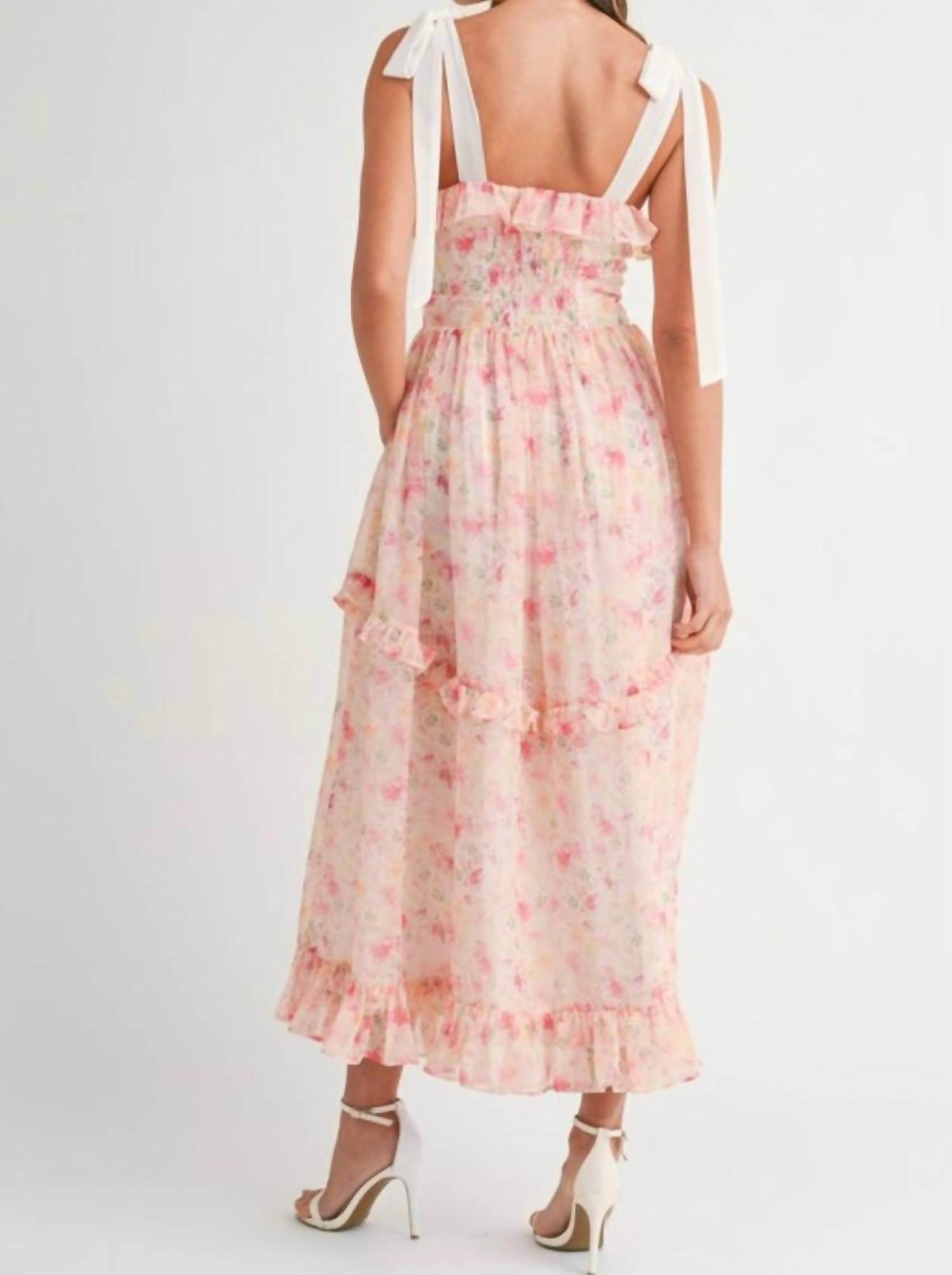 Mable - Women's Sweet & Sunny Floral Printed Midi Dress