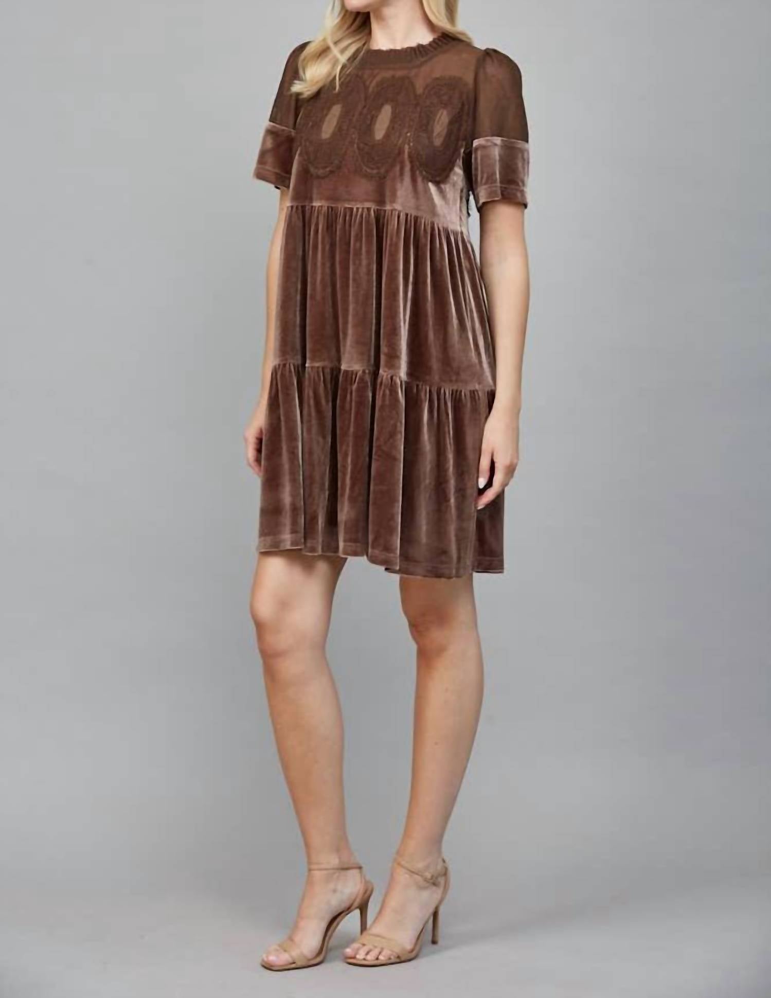 Fate - Contrast Sheer Mesh Intricate Lace Detail Mini Dress