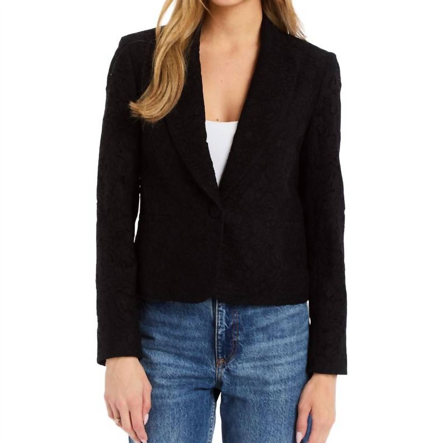 DREW Milo Japanese Lace Blazer in black - women's jacket