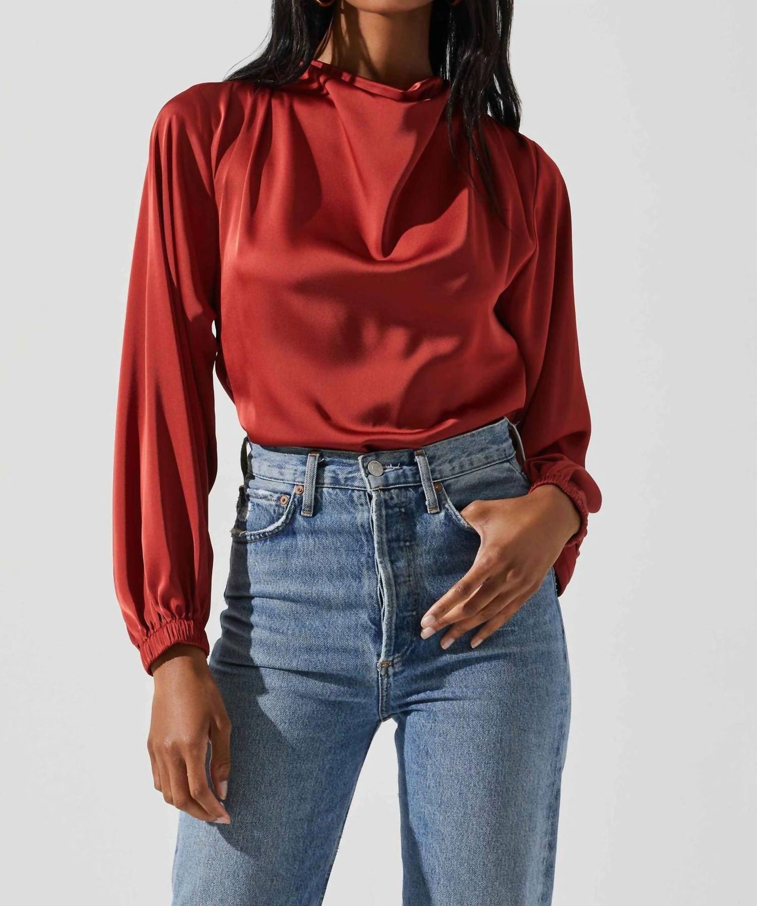 Astr - Veronica Satin Cutout Top