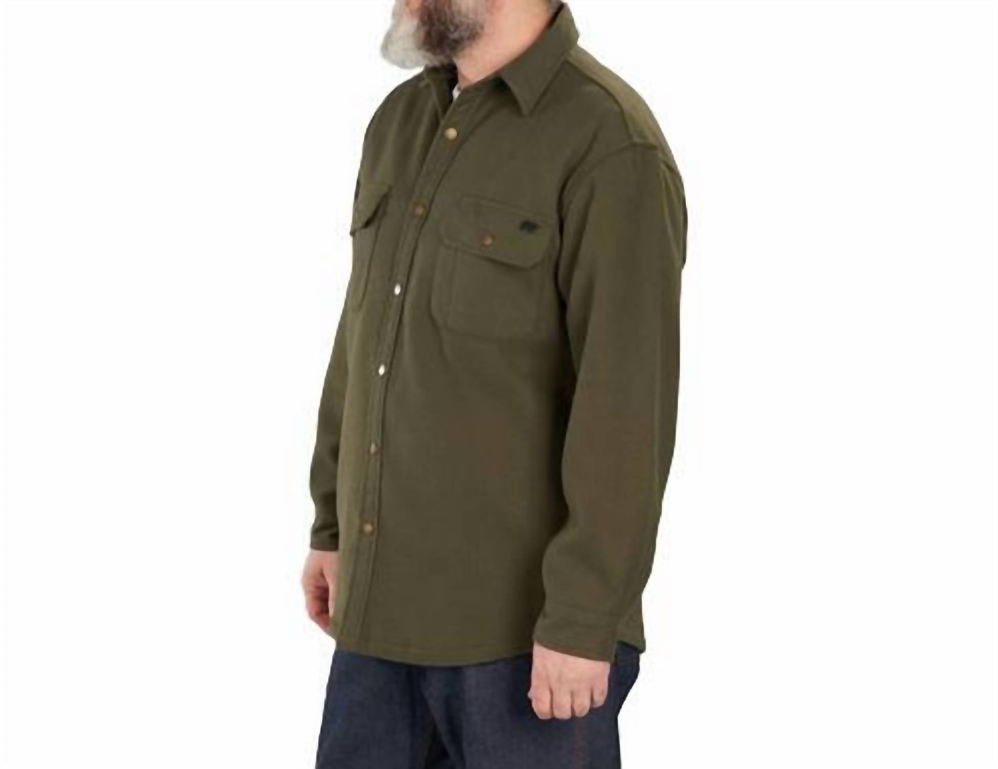 Polar King Patriot Bonded Flannel Shirt Jacket in juniper green - men's jacket - detail view