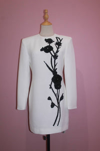 Productseeker 3d Floral Beaded Long-sleeve Mini Dress in white - women's dress - alternate view