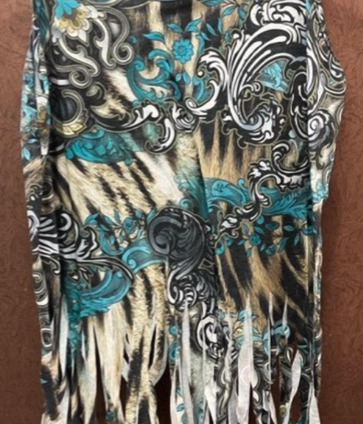 Vocal Apparel - Women's Paisley Print Fringed Bottom Tank Top