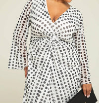 Fashion Szn Curve - Plus Size Twist Front Polka Dot Dress