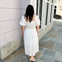 Mittoshop - Swiss Dot Smocking Bodice Midi Dress