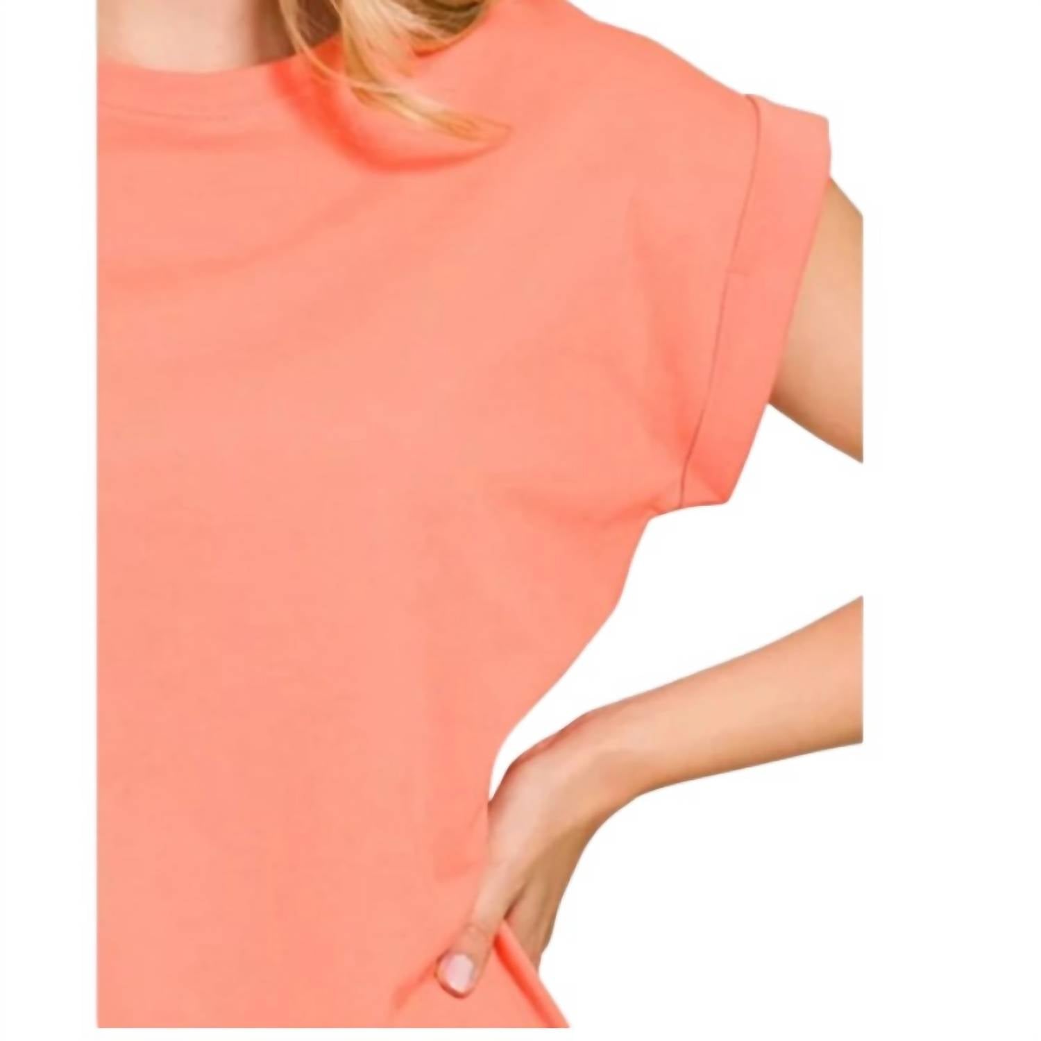 Zenana - Women's Folded Sleeve Tee