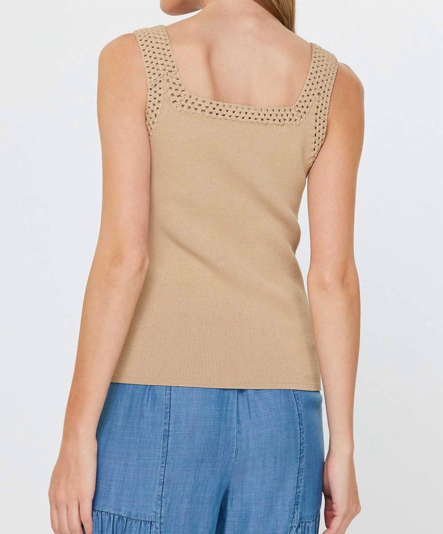 Nyland - Monet Square Neck Sweater Tank Top With Crochet Detail