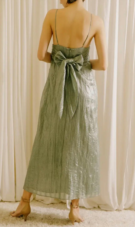 Storia - Sleeveless Crepe Striped Midi Dress