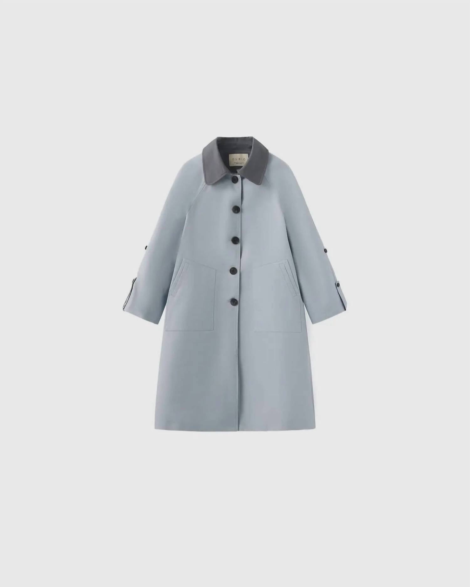 Cubic - Color-blocked Collar Long Trench Coat