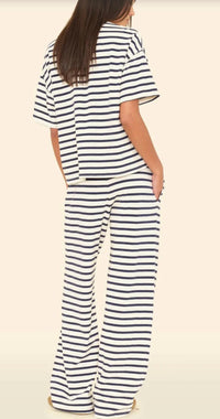 XIRENA Emmette Sweatpant in natural stripe - women's pants - detail view