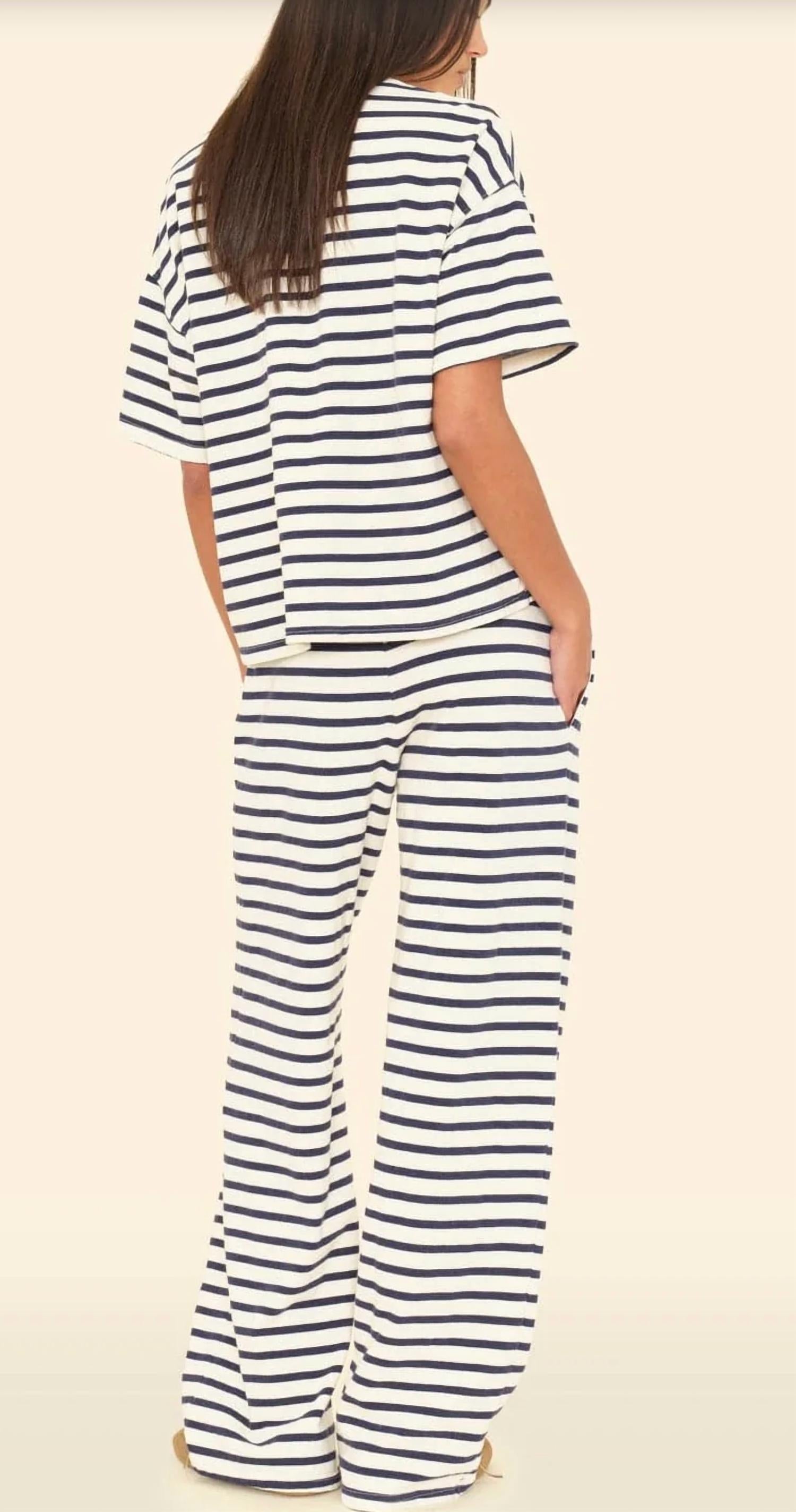 XIRENA Emmette Sweatpant in natural stripe - women's pants - detail view