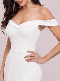 Ever-Pretty - Plain Solid Color Off Shoulder Mermaid Wedding Dress