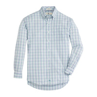 ONWARD RESERVE Men's Lucian Classic Fit Quad Woven Top in bottle green - men's long sleeve top