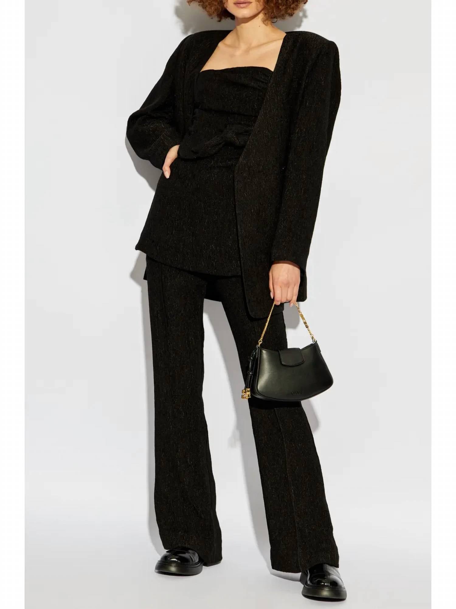 Ganni - Viscose Stretch Crepe Flared Pants