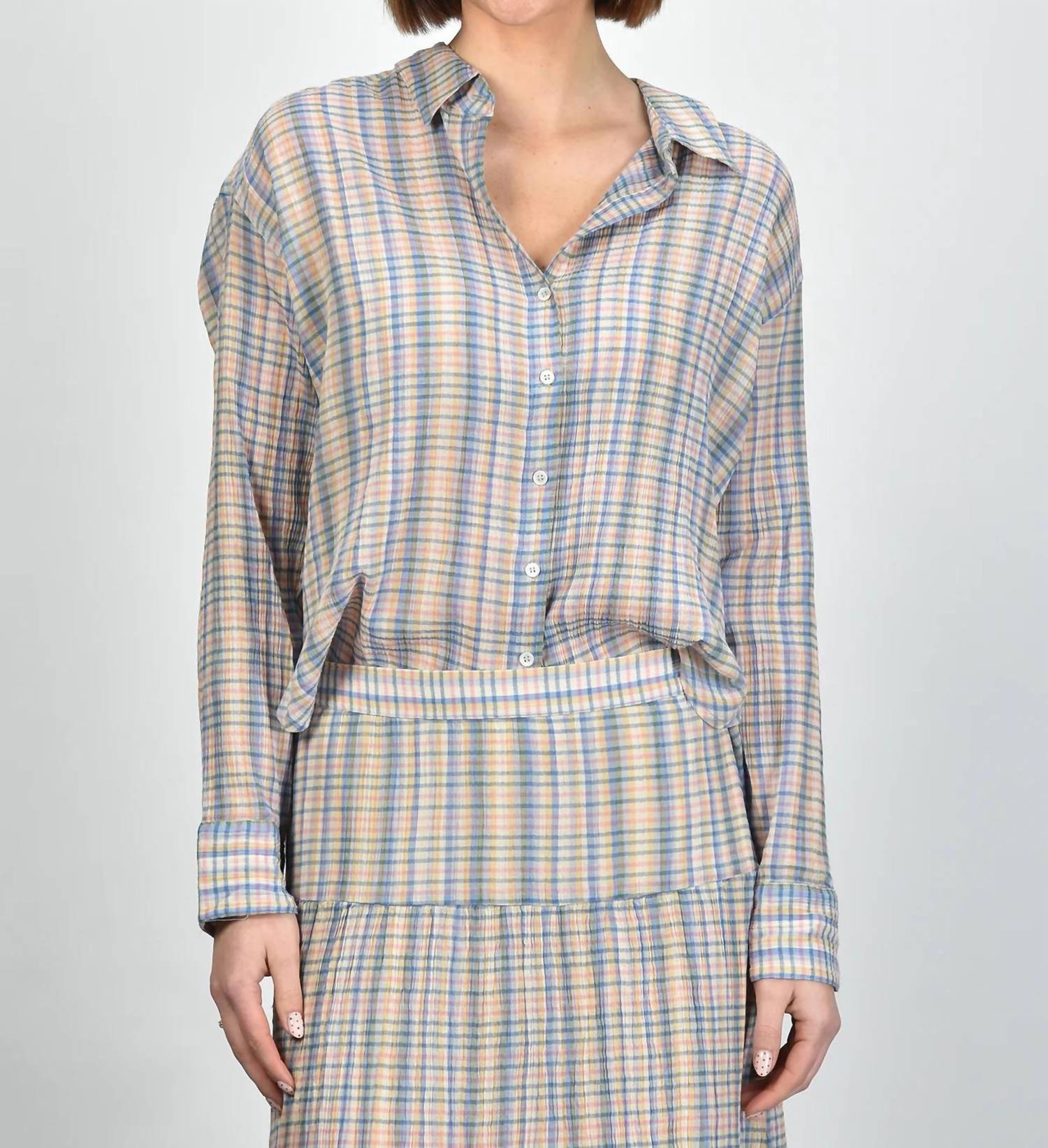 XIRENA Jace Shirt in blue bayou - women's blouse
