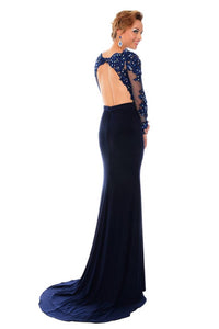 Precious Formals - Jersey Lace Hand Beaded Prom Dress