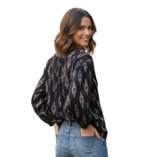 Uqnatu - Peasant Button Front Popover Placket Blouse