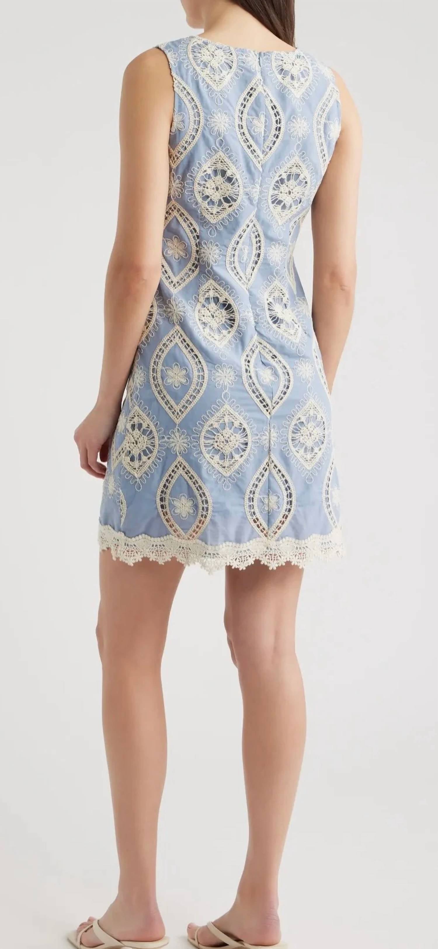 Zoe And Claire - Embroidered Cotton Mini Dress