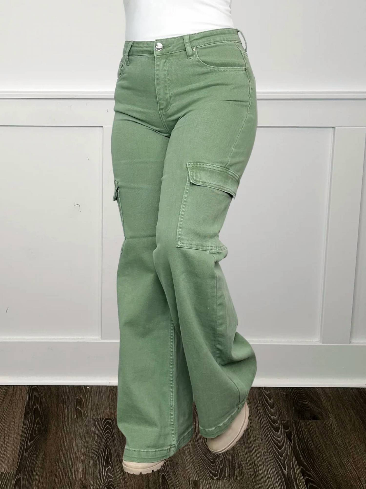 Risen - Beverly High-rise Wide Leg Cargo Jeans
