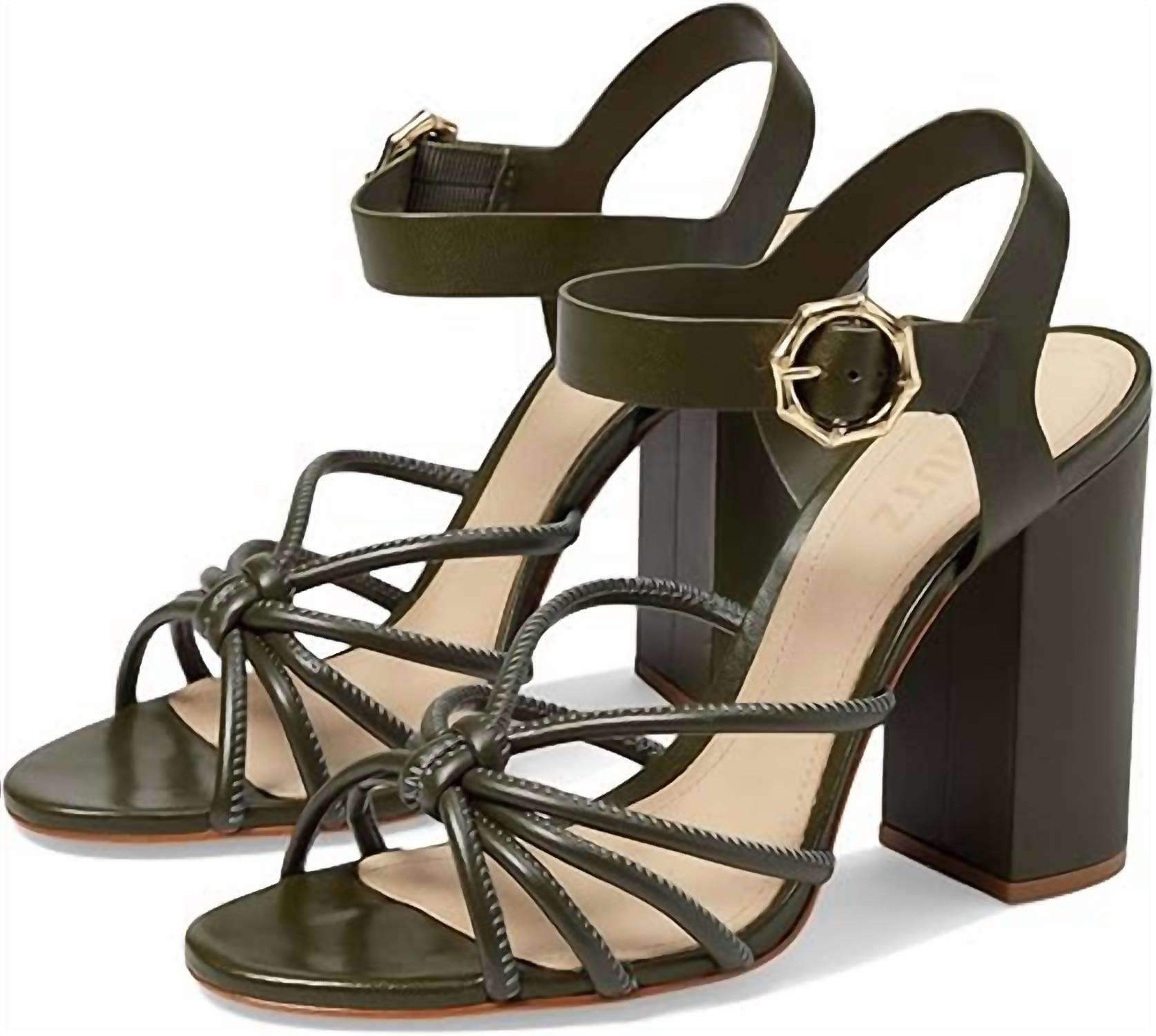 SCHUTZ Women's Mahi Block Sandal in military green - women's sandal - detail view