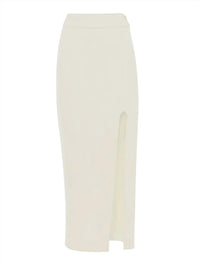 VICTORIA BECKHAM Split Detail Maxi Skirt in ivory - women's skirt - detail view