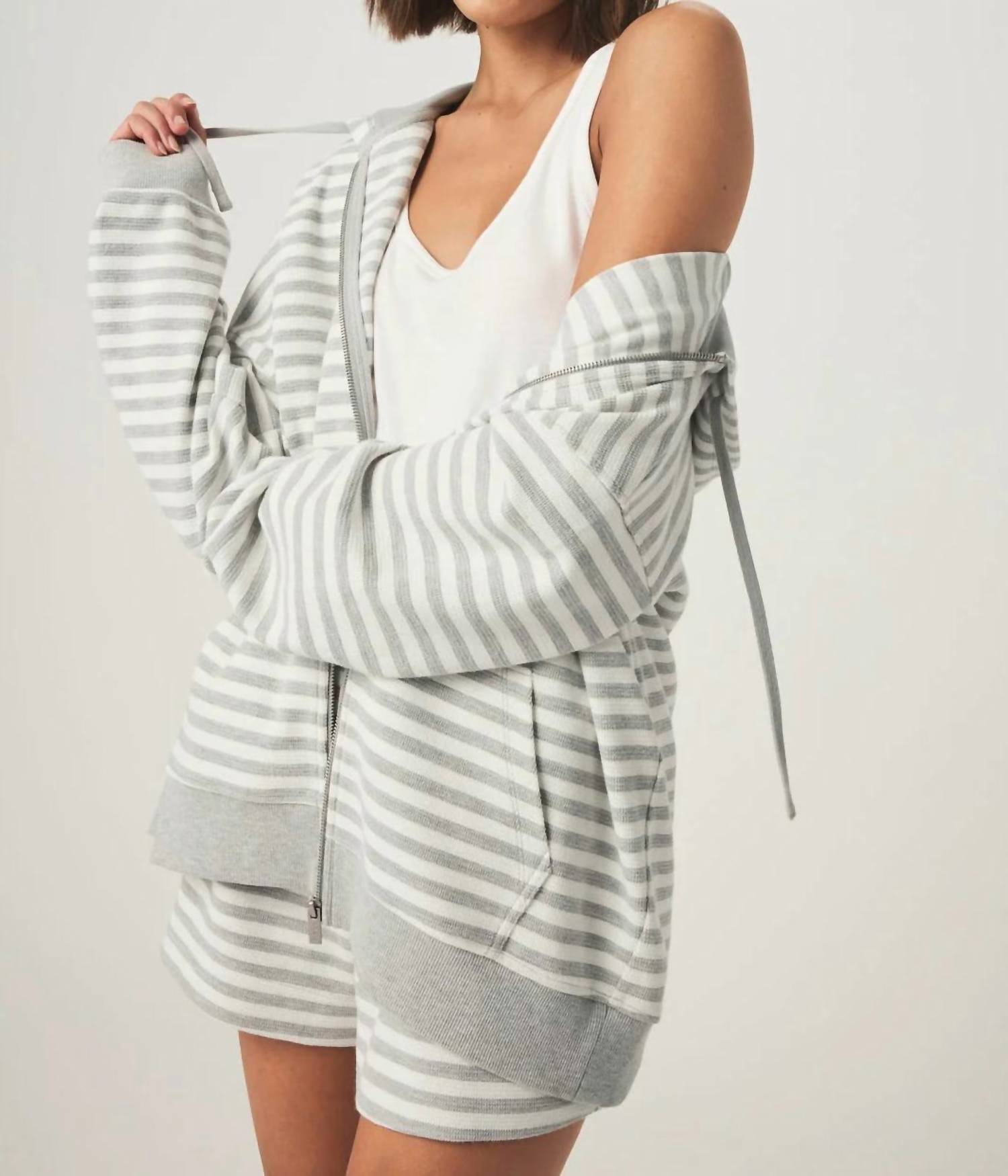Splendid - Stripe Terry Zip Up Hoodie