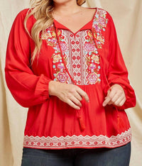 Andree By Unit - Embroidered Peplum Blouse