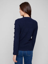 Charlie B - Ribbed Crew Neck Sweater With Buttons Details
