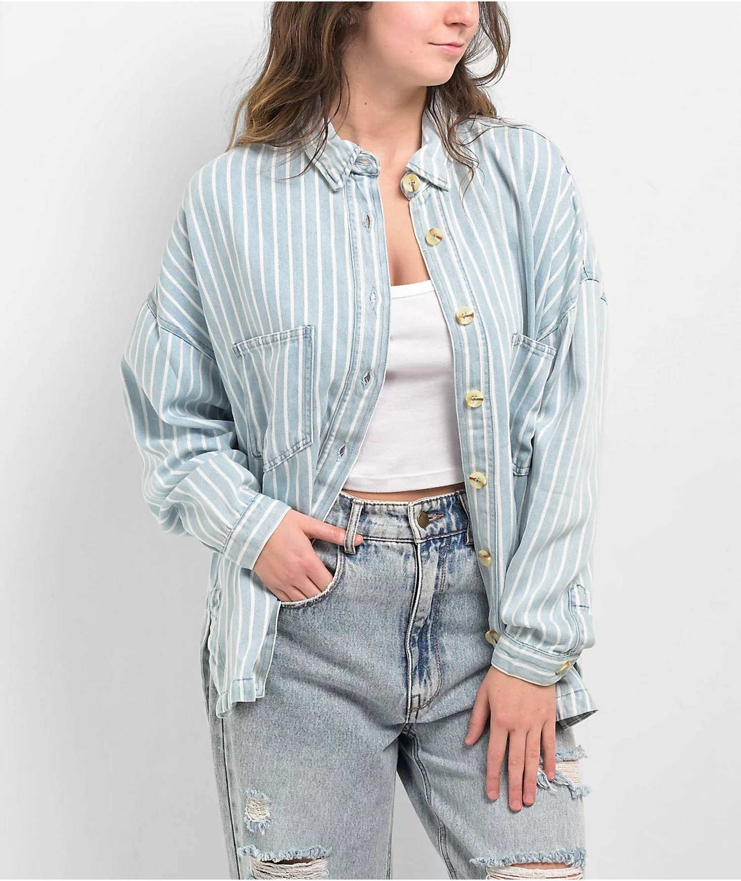 Blu Pepper - Kellan Striped Shacket