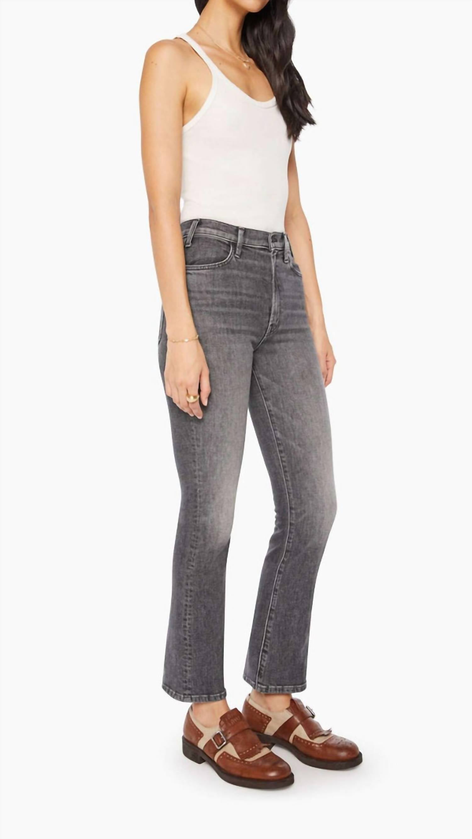 Mother Hustler Flood High-rise Flare Jean in under the bleachers - women's jeans - detail view